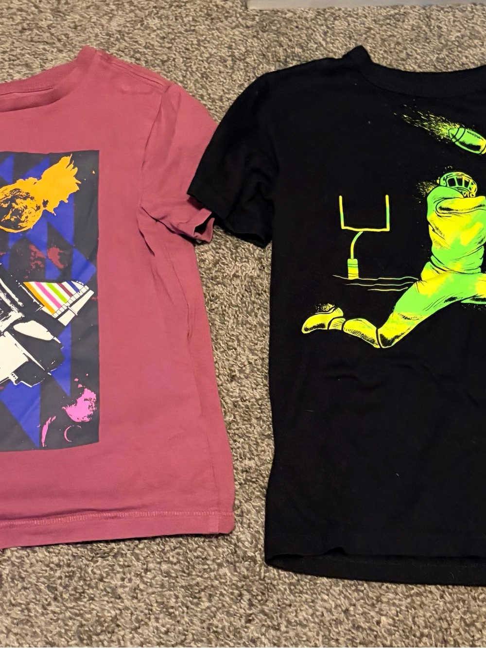 Boy Bundle Of 2 T Shirts Graphic Tops Short Sleeve Space Football Sz 5/6